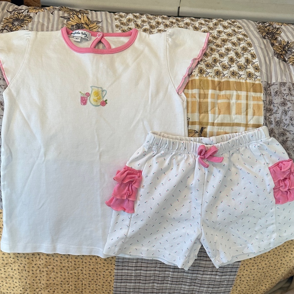 Magnolia Baby White and Pink Kids Outfit